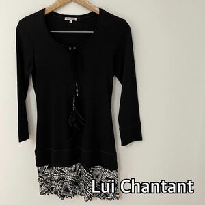 IS■ Lui Chantant ルイシャンタン レディース 長袖チュニック ワンピース リボン 羽根 黒 ブラック 021-89716 サイズ40