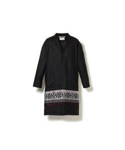 【WHITE MOUNTAINEERING】ホワイトマウンテニアリング WOOL TWILL PRIMITIVE PATTERN JACQUARD CONTRAST COAT チェスターコート 1 美品