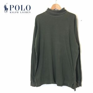 1H175-F◆ old ◆ POLO RALPH LAUREN ポロラルフローレン タートルネックカットソー ◆ sizeS コットン100 グリーン 古着 メンズ 秋