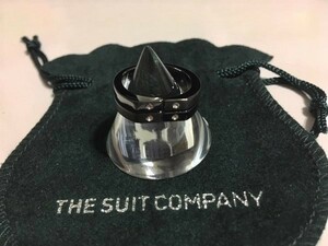 新品袋付◆THE SUIT COMPANY◆ブラック系スワロフスキー付きスカーフリング◆ストール用◆ザ・スーツカンパニー◆黒系