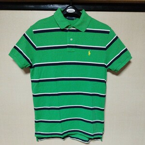 ポロ　ラルフローレン　Ralph Lauren　ポロシャツ　半袖　ボーダー　M　中古　緑　グリーン