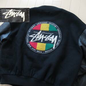 ★即決送込★1st 初期 USA製 STUSSY スタジャン ラスタ Varsity Jacket old oldstussy オールド ステューシー l xl one love ist