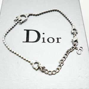 希少 クリスチャンディオール Christian Dior ブレスレット バングル アクセサリー ロゴ 文字 チェーン ユニセックス 刻印 シルバー 銀