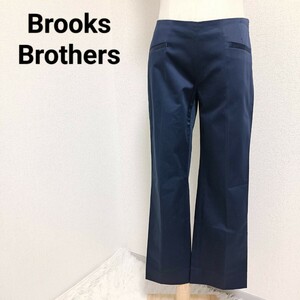 ブルックスブラザーズ Brooks Brothers 美品 シンプル スラックス ボトムス サイドジップ 紺色 ネイビー 0 S 綿混 レディース