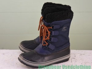 X394◆レディース【ソレル SOREL】スノーブーツ ウィンターブーツ ナイロン 紺 39 24.5cm