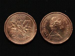 【カナダ】 1セント 1986年 CENT ブロンズ 銅貨 エリザベス2世