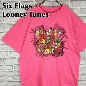 Six Flags × Looney Tunes シックスフラッグス × ルーニーテューンズ キャラ Tシャツ 半袖 輸入品 春服 夏服 海外古着 アトラクション