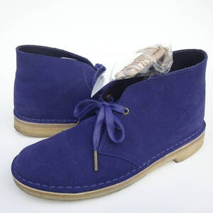 美品　CLARKS/クラークス /DESERT BOOTS/デザートブーツ/ネイビー紺紫11826 SUEDE/ スエードチェッカーブーツUK6予備紐付き