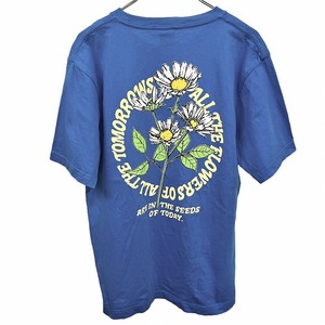 RCWB RODEO CROWNS WIDE BOWL Tシャツ 花 『ALL THE FLOWERS OF ALL THE TOMORROWS』 半袖 綿100% Free ブルー 青×黄×緑 レディース