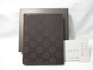 新品 GUCCI グッチ GG柄 札入れ二つ折り財布 ブラウン 箱付き ラッピングOK♪