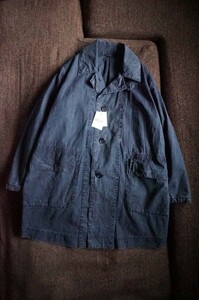 ★24年購入×定価11.2万円×墨黒の様な深い藍染め◎落ち着いた大人のチェスター コート★45rpm 45R メンズ ジャケット トレンチ インディゴ