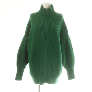 マウジー MOUSSY 22AW ZIP UP TUCK SLEEVE KNIT JK ニットジャケット スタンドカラー ジップアップ F 緑 グリーン /DO ■OS レディース