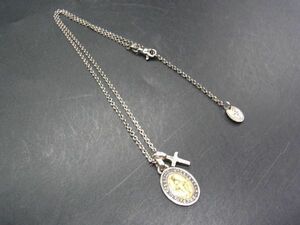 ■美品■ STAR JEWELRY スタージュエリー メダイ クロス ネックレス ペンダント アクセサリー レディース シルバー系 DF1298