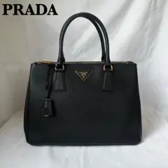 《極美品》PRADA ハンドバッグ　ガレリア　サフィアーノ　ブラック