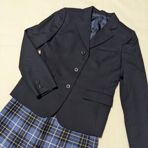 +FV83 BURBERRY バーバリー フォーマル 150 150A 女の子 女子 セレモニー スーツ 上下 紺 ジャケット プリーツスカート 卒業式