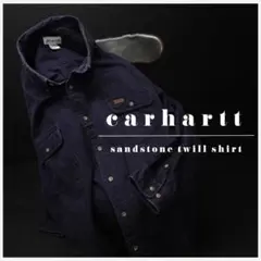 carhartt サンドストーンツイルシャツ 2XL ネイビー オーバーサイズ