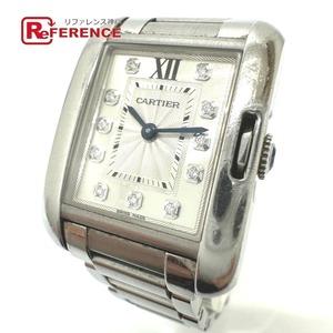 CARTIER カルティエ W4TA0003 タンクアングレース 11Pダイヤ クォーツ 腕時計 シルバー レディース【中古】