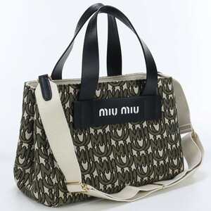 MIUMIU(OUTLET) ミュウミュウ アウトレット 2WAYトートバッグ 5BA085 2D38 F0P80 トートバッグ ジャガード 【中古】 レディース Aランク