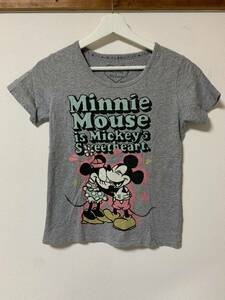 【Disney】グレー　ミッキー＆ミニーマウス　Tシャツ　M