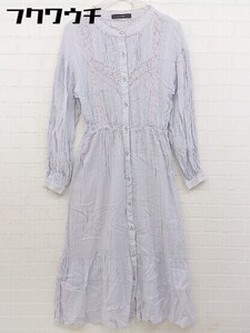 ◇ w closet ダブルクローゼット レース 長袖 ロング シャツ ワンピース サイズF ラベンダー系 レディース