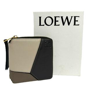 LOEWE　ロエベ パズル スクエア ジップウォレット　コンパクト　二つ折り　ゴールド金具　ミニ財布　ユニセックス　レディース　メンズ