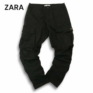 ZARA ザラ マン 現行タグ★ 通年 ストレッチ テーパード カーゴ パンツ Sz.32　メンズ 黒　A4B04833_9#R