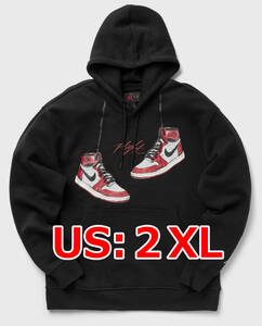 2XL NIKEジョーダンメンズプルオーバーパーカー FD0568-010 ブラック AirJordan1 chicago 1985