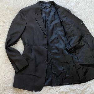 良品/Lサイズ●エンポリオアルマーニ EMPORIO ARMANI テーラードジャケット ブレザー リネン混 麻 サイズ48 チャコールグレー メンズ