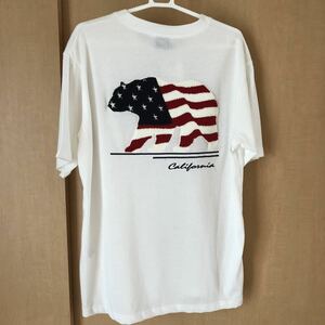 新品 Tシャツ M 半袖 カリフォルニア 熊 難あり レディース アメリカ国旗