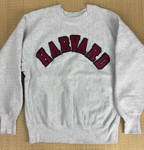 チャンピオン 90s リバースウィーブ USA製 ハーバード大学 「HARVARD」ナイロンワッペン Lサイズ ライトグレー