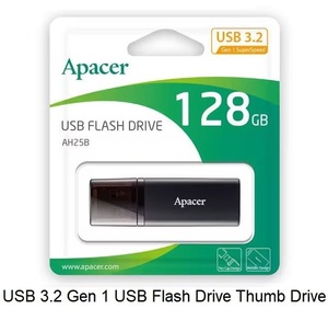 アペイサー Apacer USBメモリ 128GB USB3.2 Gen1 AH25Bシリーズ USBメモリ 128GB ブラック キャップ式 AP128GAH25BB-1 金属筐体