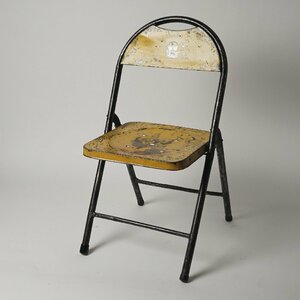 フランス アンティーク フォールディングチェア アイアン製 折り畳み椅子 スツール ヴィンテージ[D178]