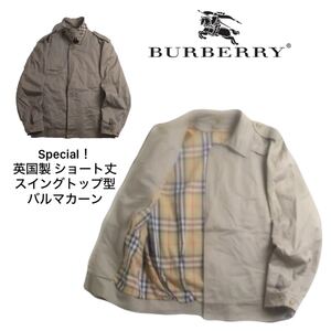 幻級 名作 80s 90s 英国製 Burberrys スウィングトップ ショート丈 バルマカーンコート ノバチェック メンズ バーバリー ビンテージ2501174