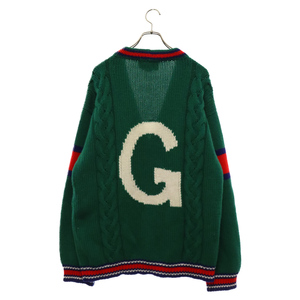 GUCCI グッチ バックGインターシャウールニットカーディガン 537519 グリーン