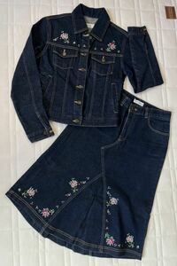 USED・美品★レストローズ【L’EST ROSE】デニムジャケット＆デニムスカート★上下２点セット★ジーンズ