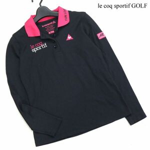 le coq sportif GOLF ルコック スポルティフ ゴルフ 通年 ロゴ刺繍♪ 長袖 ポロシャツ Sz.M　レディース 黒　K3T00118_7#C