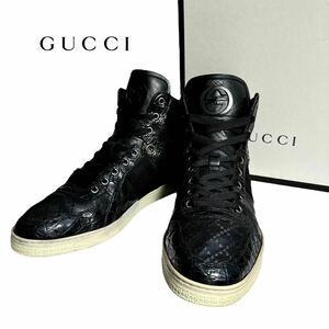 【本物保証】希少クロコ◆GUCCI グッチ◆レザー クロコ GGロゴ スニーカー シューズ サイズ 9 27cm相当