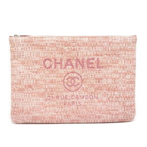 シャネル CHANEL ドーヴィル クラッチバッグ ピンク ツイード A4サイズ対応