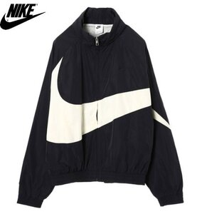 新品 XL ナイキ スウッシュ ウーブン ジャケット 黒 ブラック フード パーカー ジャンパー ビッグロゴ NIKE 2L 未使用 正規品 本物