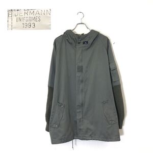 1N1686-T-N◆90s◆BIDERMANN ビダマン ミリタリー モッズコート フード 切替ニット◆size96L カーキ メンズ トップス 秋冬