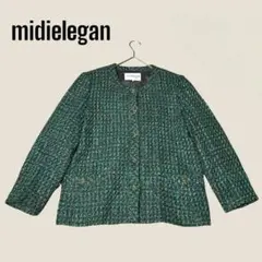 【midielegan】 ミディエレガンス ノーカラージャケット グリーン系