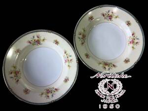 KYS379 Noritake オールドノリタケ 花柄 深皿 23cm 2枚 