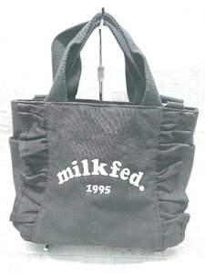 ◇ MILKFED. ミルクフェド 刺繍 ロゴ 2WAY ショルダー バッグ ブラック レディース P