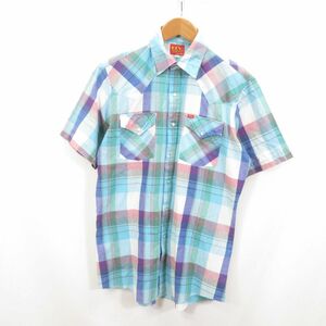 80s ELY PLAINS 半袖 ウエスタンシャツ sizeM/ヴィンテージ USA 古着 　0501