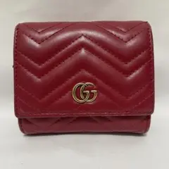 GUCCI グッチ GGマーモント2つ折り財布  ロゴ コンパクトウォレット 赤