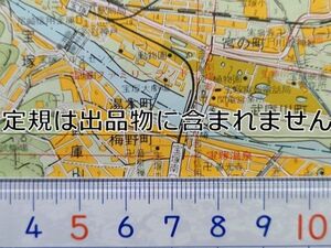 mC28【地図】昭和46年 宝塚市[バス路線 停留所名入 国鉄福知山線旧線 宝塚映画製作所 ヘルスセンター 伝染病隔離病舎 大和三和銀行グランド