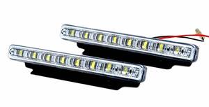 【ノーブランド品】デイライト LED 16発 12V 汎用 左右 2個セット ホワイト 取り付けステー付属 A391