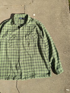 貴重◎ fw97 patagonia heavy flannel shirt vintage shirt ネルシャツ チェック パタゴニア シャツ 長袖シャツ　オープンカラー