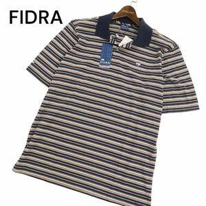 【新品 未使用】 FIDRA フィドラ 春夏 COOLZONE 胸ロゴ★ 半袖 ボーダー ポロシャツ Sz.L　メンズ ネイビー ゴルフ　C4T05217_5#A