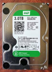 [使用200時間未満] 3TB WesternDigital WD30EZRX SATA 3.5インチ HDD フォーマット済み *送料無料*